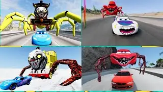 McQueen 🆚 Zombie Pit! Spider Car McQueen 🆚 Mater Greater Eater🆚Brainrot Car 🆚 Mcqueen Eater / Tiles