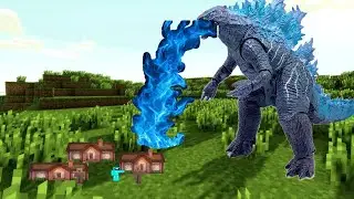 Я в Minecraft пытаюсь победить Godzilla самая большая деревня в Minecraft в опасности