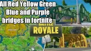 Visit Red Yellow Green Blue and Purple metal bridges in Fortnite