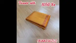 Tussar silk plain Saree with small copper zari border with blouse price 1050 Rs Ship extra