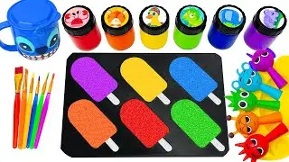 Satisfying Video l DIY How To Make Rainbow 6 ICE CREAM Slime ANIMALS Paints Mixing Glitter ASMR