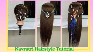 Easy Navratri hairstyles tutorial #hairstyles #bun #braids #navratrispecial #garbahairstyle #hair 