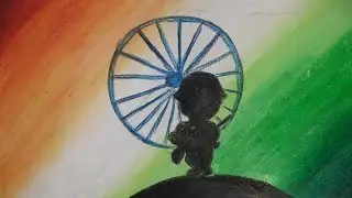 How to draw independence day drawing|| Republicday drawing with oil pastel||Indian flag/tringa jhnda