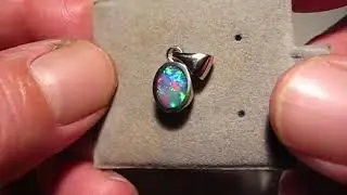 Small Red Blue Purple Opal Pendant 14k White Gold | FlashOpal