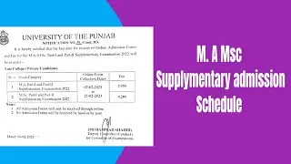 M. A Msc supplementary admission schedule 2022 exams