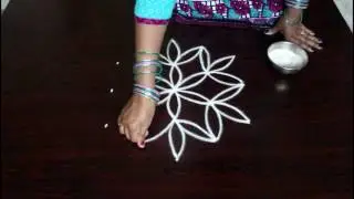 kolam with 5 to 3 interlaced dots- muggulu designs with dots- easy rangoli designs with dots