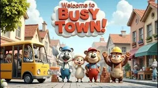 🎶🐾 Welcome to Busy Town! 🚍🎨 | Fun Animal Jobs Song for Kids 🐻🐱🦊