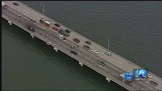 Multiple vehicles involved in fiery crash on the James River Bridge