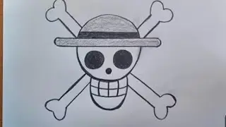 How to draw one Piece Logo pirate flag/ Monkey D Luffy /Simple Drawing /for beginner 