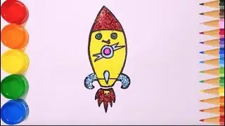 Glitter Rocket - Rocket Drawing and Coloring for Kids