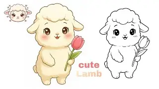 How to Draw a Cute Baby Lamb 🐑 | Kawaii Animal Drawing