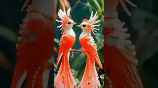 Crimson Elegance: A Pair of Regal Birds in Harmony