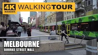 Bourke Street Mall Walking Tour in Melbourne, Australia (4K 60fps)
