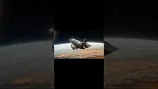 A shuttle orbiting Jupiter and another huge gas planet