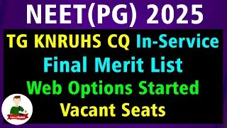 KNRUHS NEET PG 2025 🔥 Mop-Up In-Service Final Merit List + Web Options OPEN + Vacant Seats