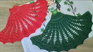 Como fazer saia de crochê para boneca pintada em pano de prato 👉 simples fácil #crochet #crocheting