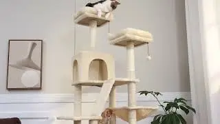 Large Cat Tree Tall Cat Tower for Indoor Cats Multi-Level Plush Ca