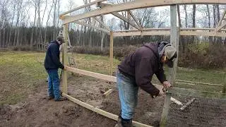 Building a low cost/low maintenance chicken coop continues. Trying out our new Trieger smoker.