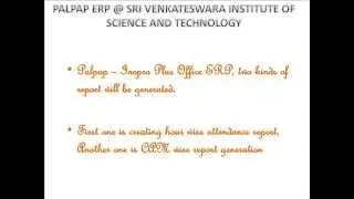 PALPAP ERP @ SRI VENKATESWARA INSTITUTE OF SCIENCE AND TECHNOLOGY