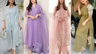 Latest Simple Organza Dresses Designs/Party Wear Organza Suits 2025/Plain Organza Dresses