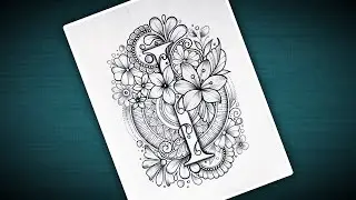 Letter  ' I ' with Mandala art/How to draw mandala art/Flowers art/Mandala/ l letter of mandala art
