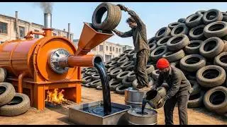 Unbelievable Recycling ! How Old Waste Tyres Are Turned into Oil Fuel | Waste Recycling