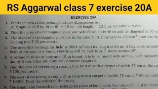 RS Aggarwal math class 7 exercise 20A solutions ।। Class 7 exercise 20A RS Aggarwal math