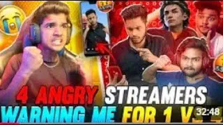 4 ANGRY🤬 STREAMERS😨  WARNING ME ON 📱VIDEO CALL   1 VS 4🔥  FREE FIRE IN TELUGU #dfg #freefire