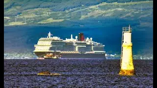 Cunard Queen Anne escorted by Waverley leaving the Clyde