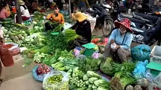 Battambang food market scenes, Cambodian countryside food market tour, amazing Cambodia