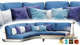 Modeling Sofa A1633 by Annibale Colombo. Blender, 3ds Max, Marvelous Designer & Corona render