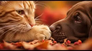Playful Farm Puppy & Squirrel Tail Cat! 🐶🐱 #squirreltailcat #kitty #cat #puppy #farmanimals