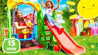 &iexcl;Jugando y trabajando en el patio con Maya y Lina!