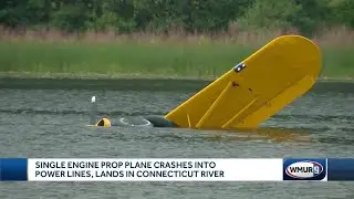 Single-engine prop plane crashes into power lines, lands in Connecticut River