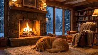 Deep Sleep Relax Music 🐶 Cozy Fireplace & Sleeping Dog