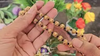 Trending one gram gold necklace sets and black beads chain