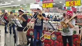 High School Trombone Ensemble playing Joy to the World at HEB