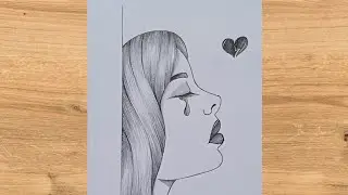 How to draw a crying girl very easy|sad girl drawing easy|girl drawing for beginners|pencil drawing 