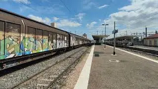 Hexafret en gare de Clermont Ferrand bb 75000 um + couvert transwaggon.