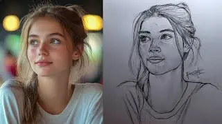 Loomis Method Portrait Drawing : How to Draw Easily Face a Beautiful girl 
