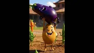 potato vs brinjal wrestling #asmr #funny #babyfood #viral #eating