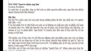 MỤC ĐỌC TIN TỨC Y KHOA GI&Ugrave;M BẠN-B&Agrave;I 1042-Nguy&ecirc;n nh&acirc;n ung thư