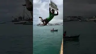 Jumping into the famous waters of Zanzibar! #@makachu-forodhani