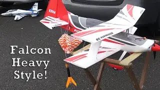 Wild Bill Flynn's Estes Alpha III Model Rocket Launch Falcon Heavy Demo On RC Plane