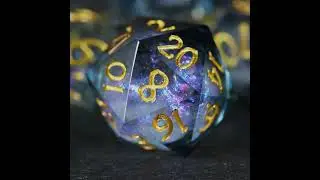 CrystalMaggie-Dark Blue Liquid Core Resin Galaxy Dice Set