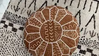 Kechart &ndash; Moroccan Brown ottoman pouf, traditional chairs & ottomans, classic floor ottoman