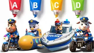 Полицейский отряд ABC: Животные сафари | Учит алфавит и цвета вместе с животными сафари | Официал...