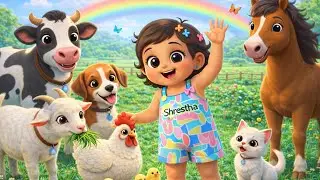 Domestic Animals for Kids 🐄🐶 | Learn Farm Animals with Shrestha | Kids Learning Video