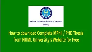 How to download Complete MPhil / PHD Thesis of all Programs from NUML University's Website for free?