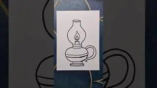 lamp drawing, kerosene lamp drawing,  oil lamp, how to draw a lamp